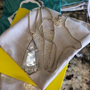 Kendra Scott gold Carole necklace in floating mother of Pearl